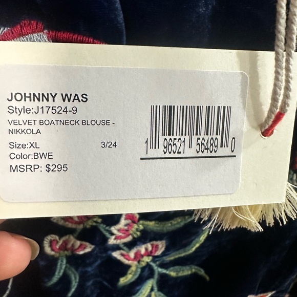 UNBELIEVABLE!! Johnny Was NWT JWLA Blue Velvet Nikkola Boatneck Blouse - XL - Picture 3 of 5